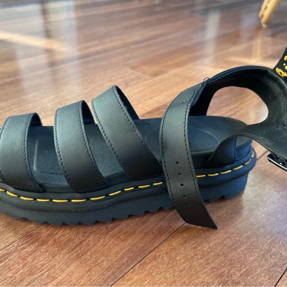 Dr. Martens Blaire Black Leather Gladiator Sandals Platform Size Women's 8 - Picture 3 of 6